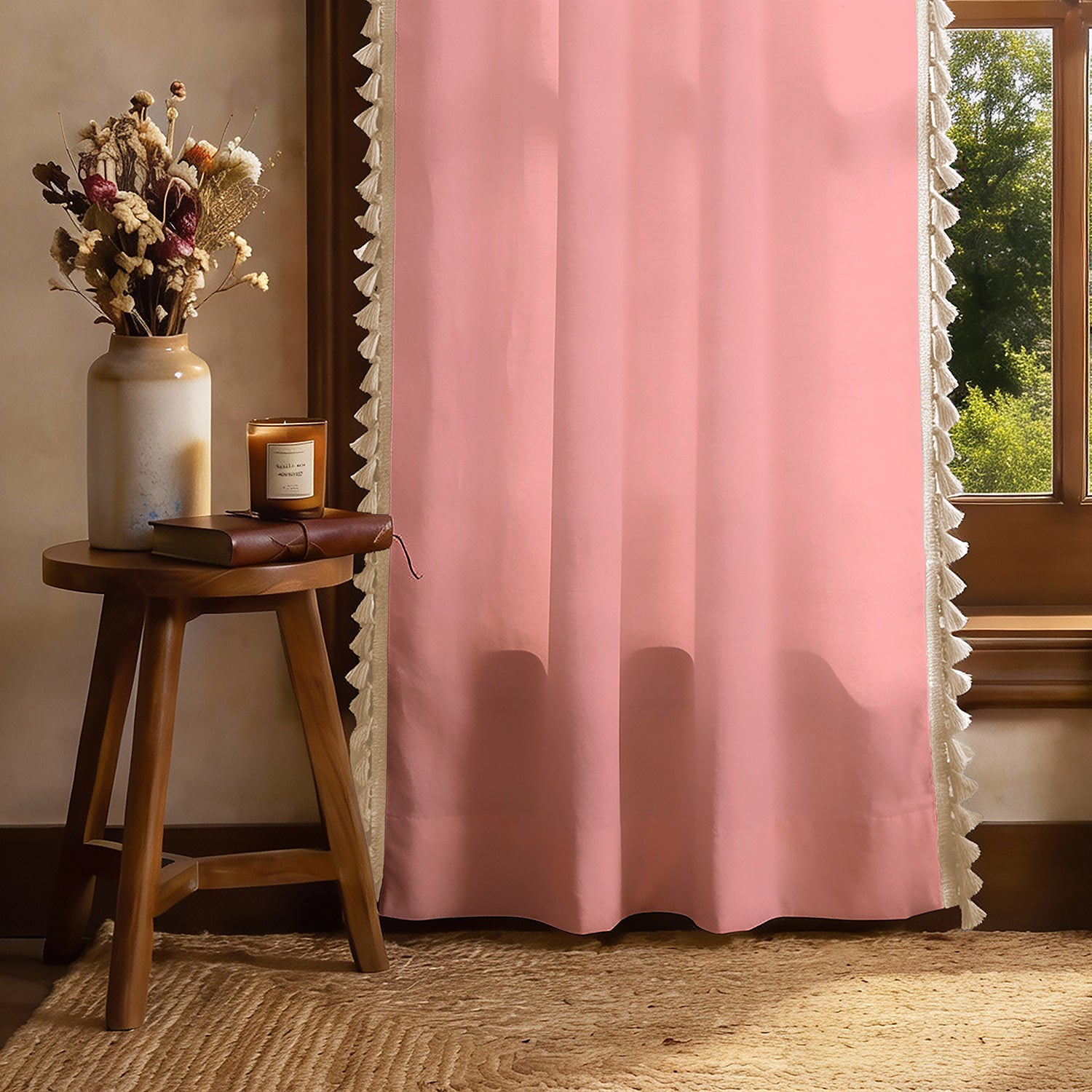 Premium 100% Cotton Curtain for Window & Curtains for Door - Pack of 1 Curtain, Aura Dusty Pink