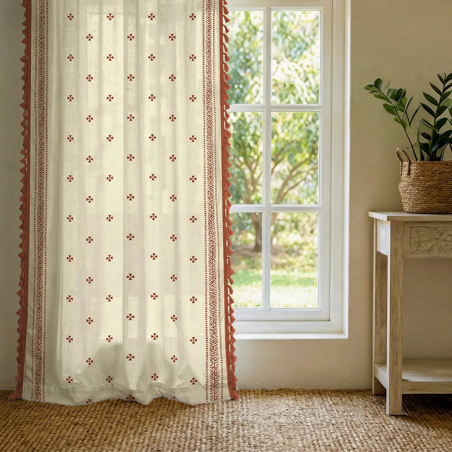 Premium 100% Cotton Curtain for Window & Curtains for Door - Pack of 1 Curtain, Aaqar Rust