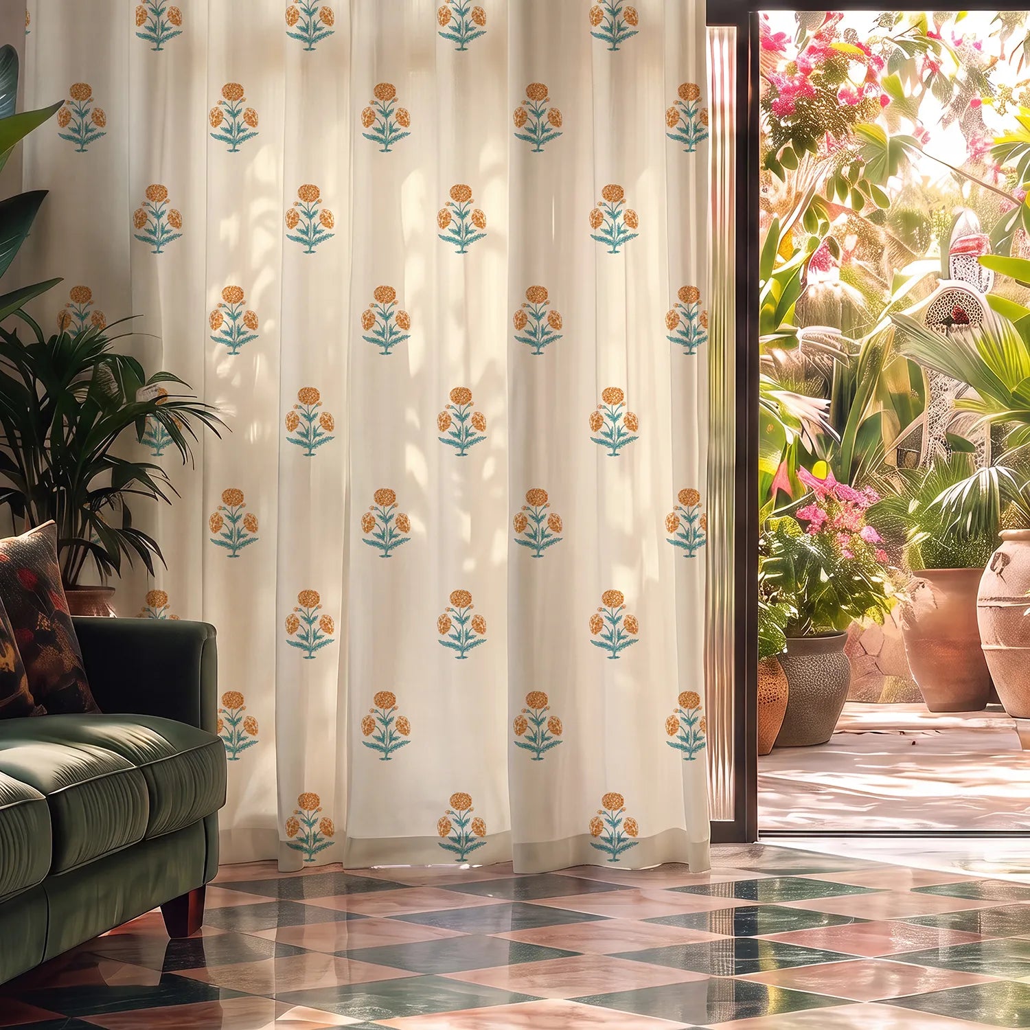 100% Cotton Curtains for Living Room, Bedroom curtains - Pack of 2 curtains, Sunflower - Yellow