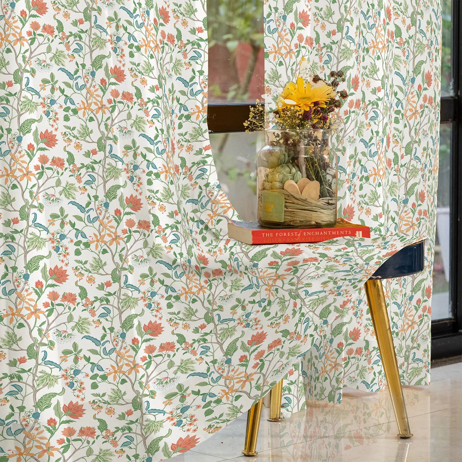 100% Cotton Curtains for Living Room, Bedroom curtains - Pack of 2 curtains, Noor