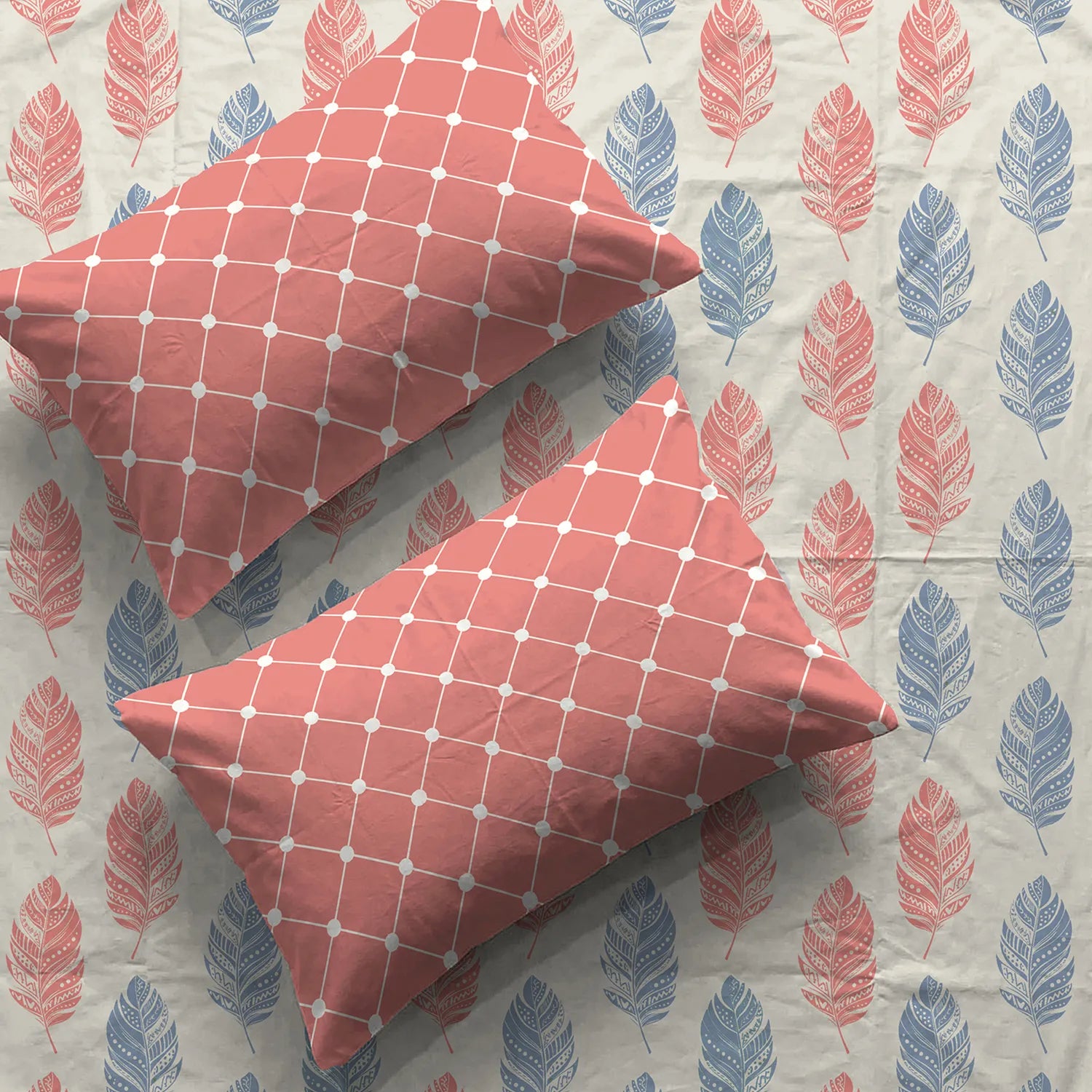 Divine Collection - Cotton Bedsheet With 2 Pillow Covers, Dew Peach