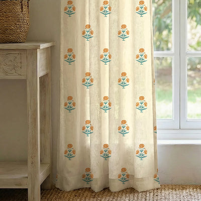 100% Cotton Curtains for Living Room, Bedroom curtains - Pack of 2 curtains, Sunflower - Yellow