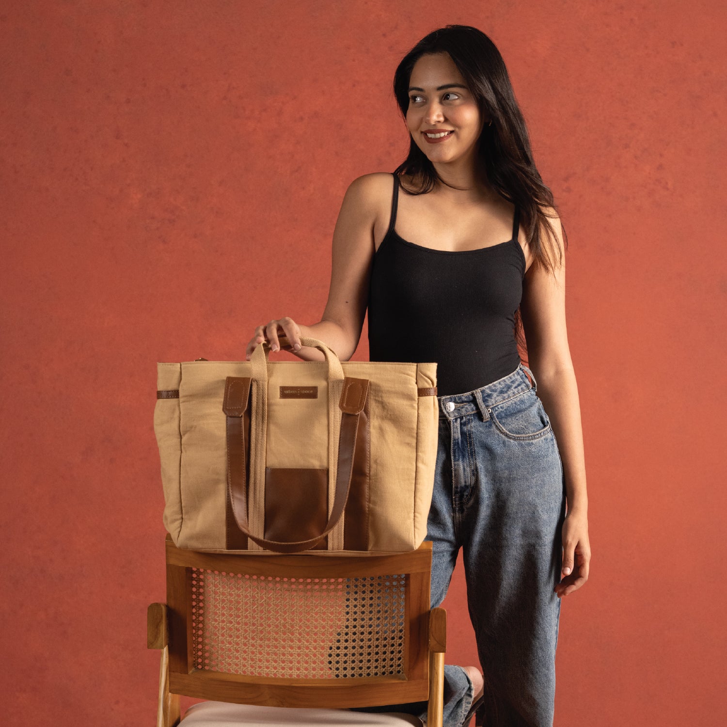 The Atelier - Natural Canvas Tote Bags for Office, Soft Brown