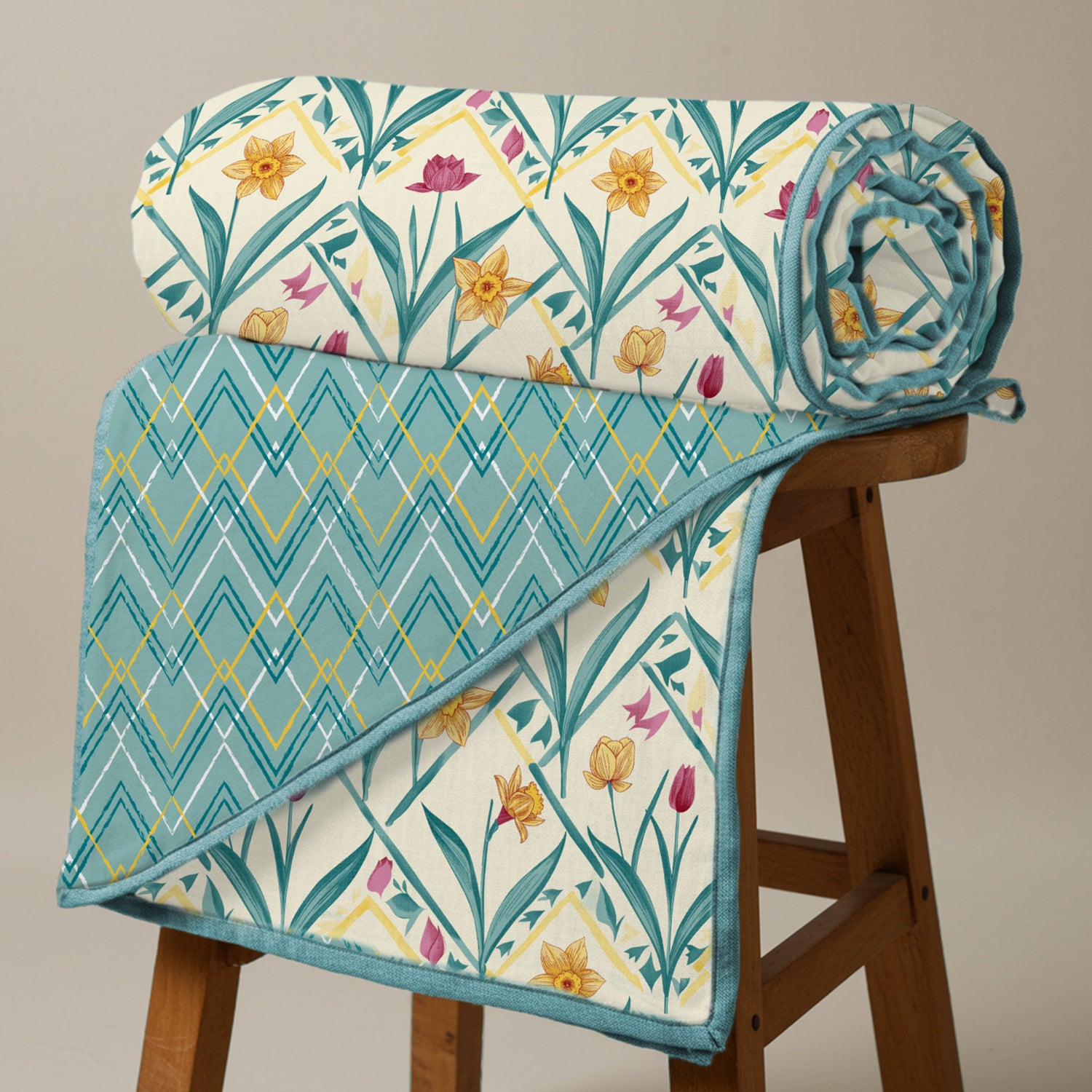 100% Malmal Cotton Blanket, Dohar, Quilt for AC and Light Winters - Spring Turquoise