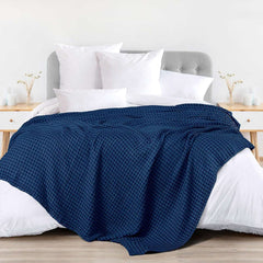 100% Cotton, AC Room Pull Over Blanket & Bedspread - Navy