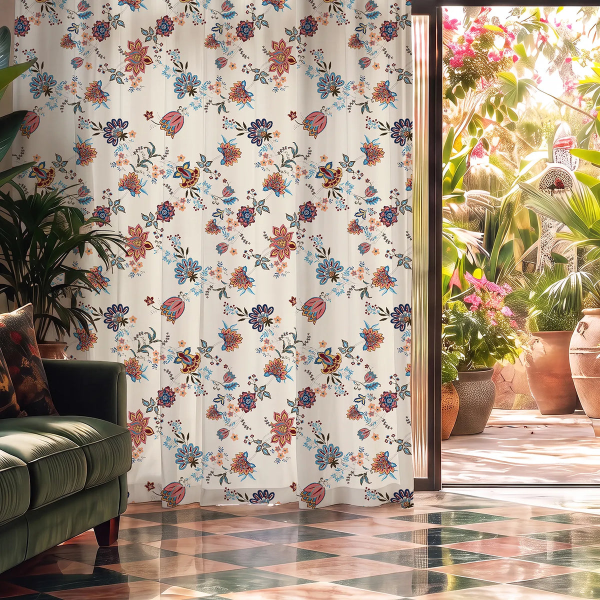 100% Cotton Room Darkening Curtains, Pack of 2 Curtains - Passion Flower Peach