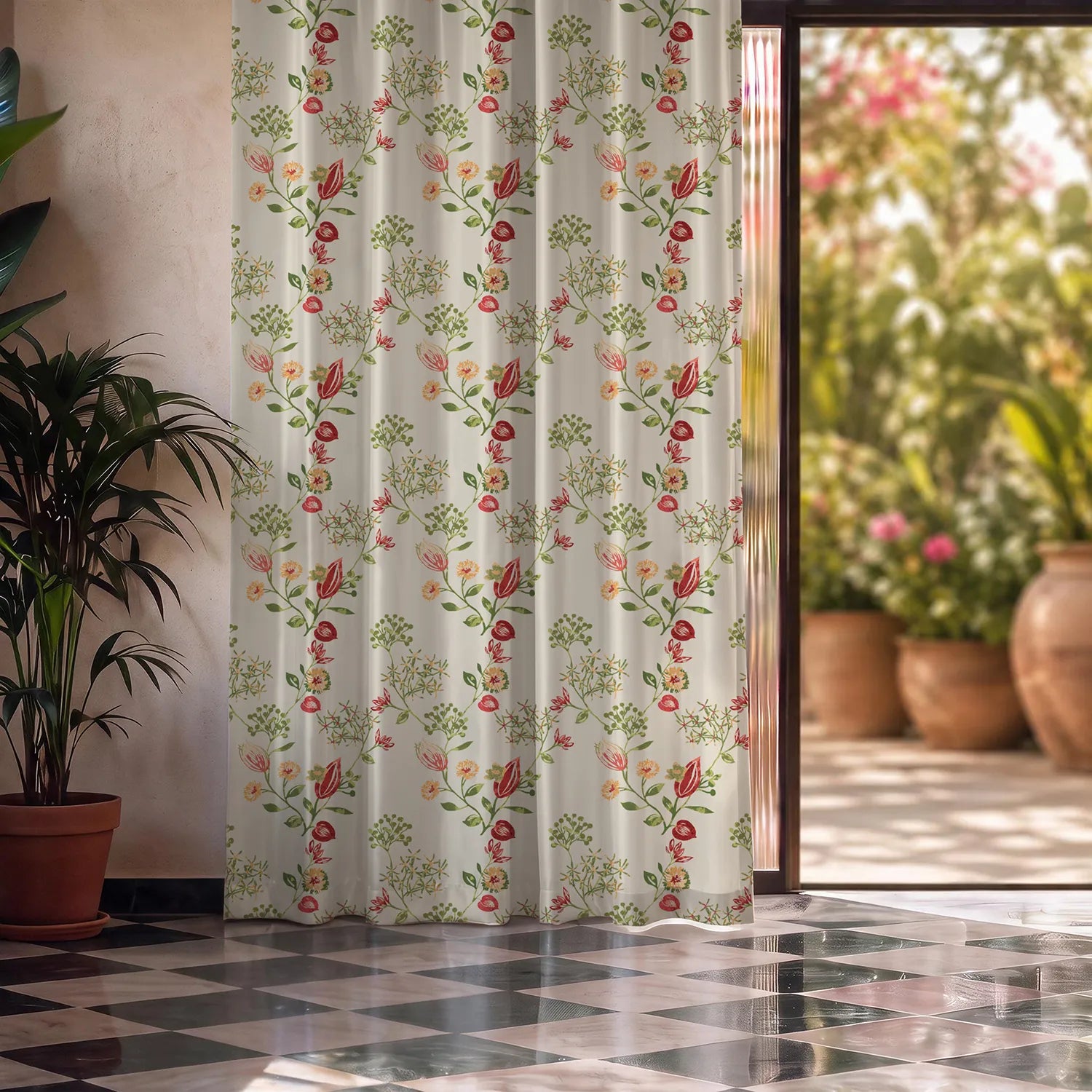 Blackout Curtains, Digital Printed Curtains, Pack of 2 Curtains - Gulmohar