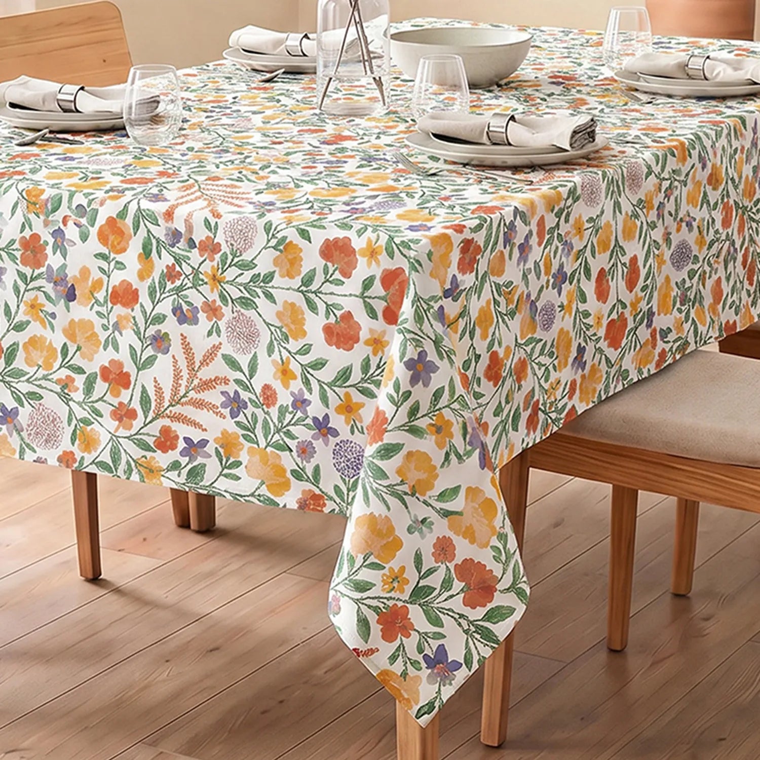 100% Printed Cotton Dining Table Cover for 4 & 6 Seater - Vasant