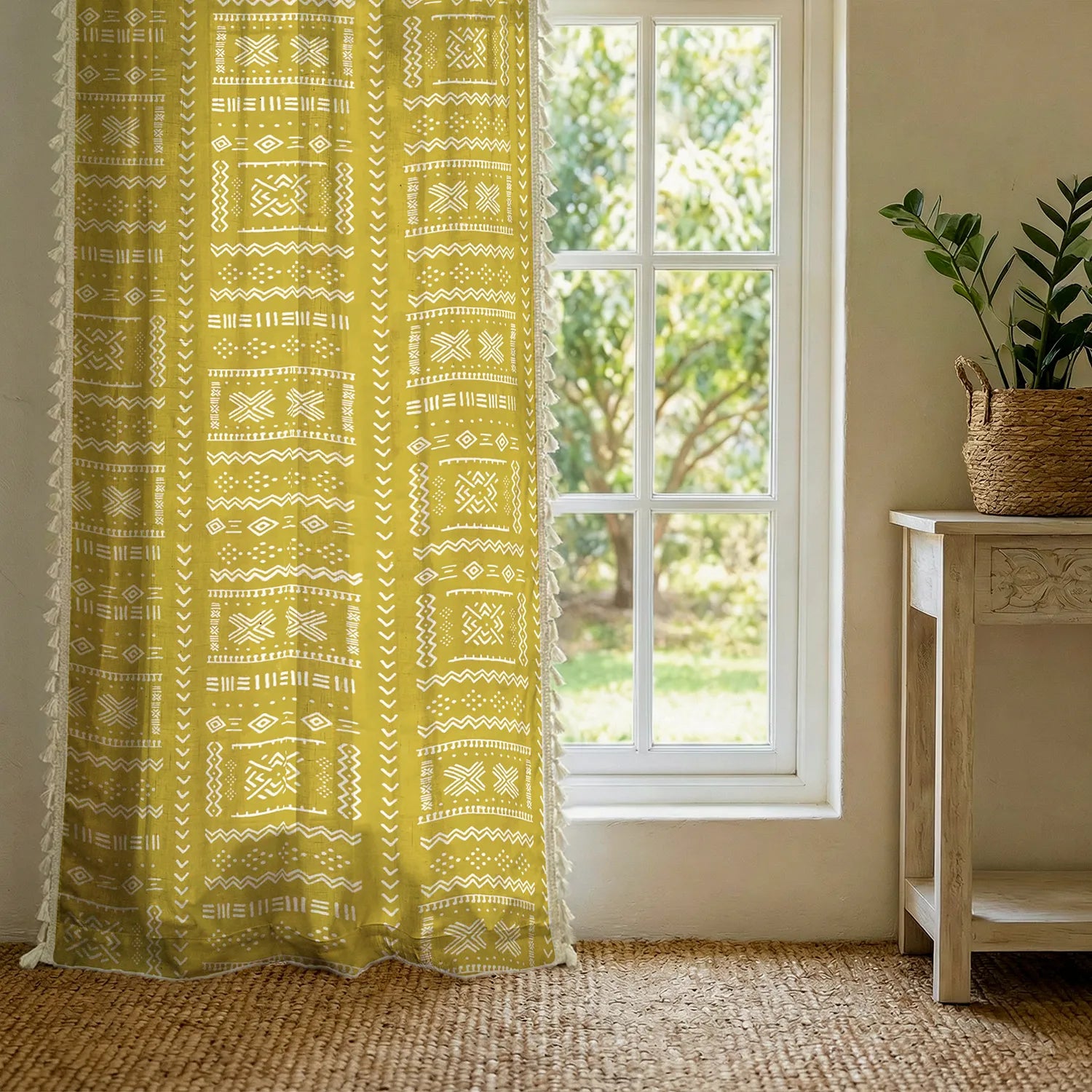 Premium 100% Cotton Curtain for Window & Curtains for Door - Pack of 1 Curtain, Zahara Mustard Yellow