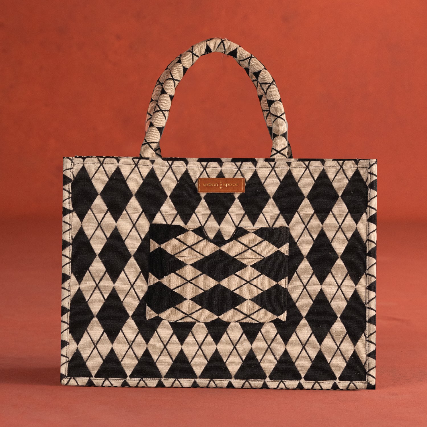 The Trove - Natural Canvas Multipurpose Office Bag for Women, Black Diamonds