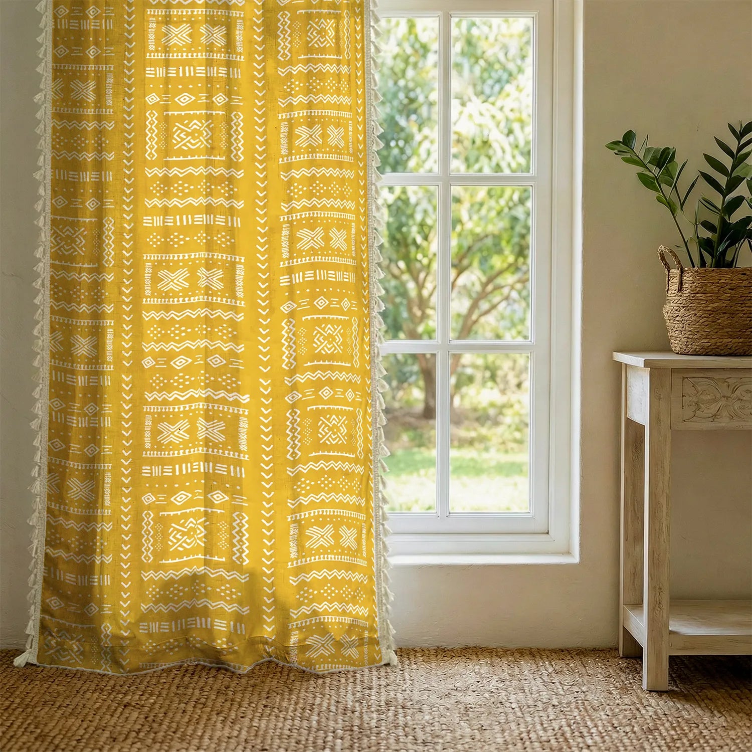 Premium 100% Cotton Curtain for Window & Curtains for Door - Pack of 1 Curtain, Zahara Mustard Yellow