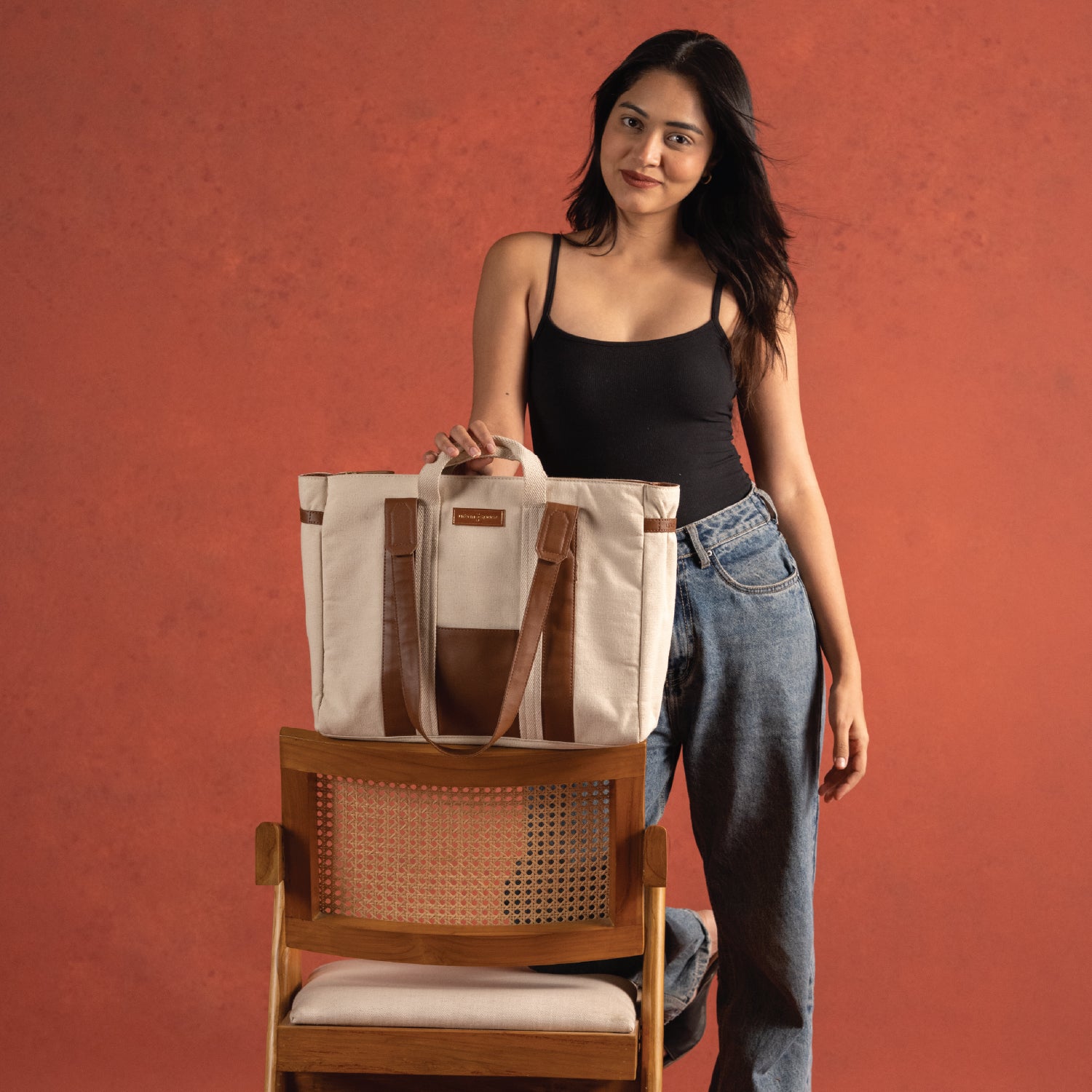 The Atelier - Natural Canvas Tote Bags for Office, Natural Beige