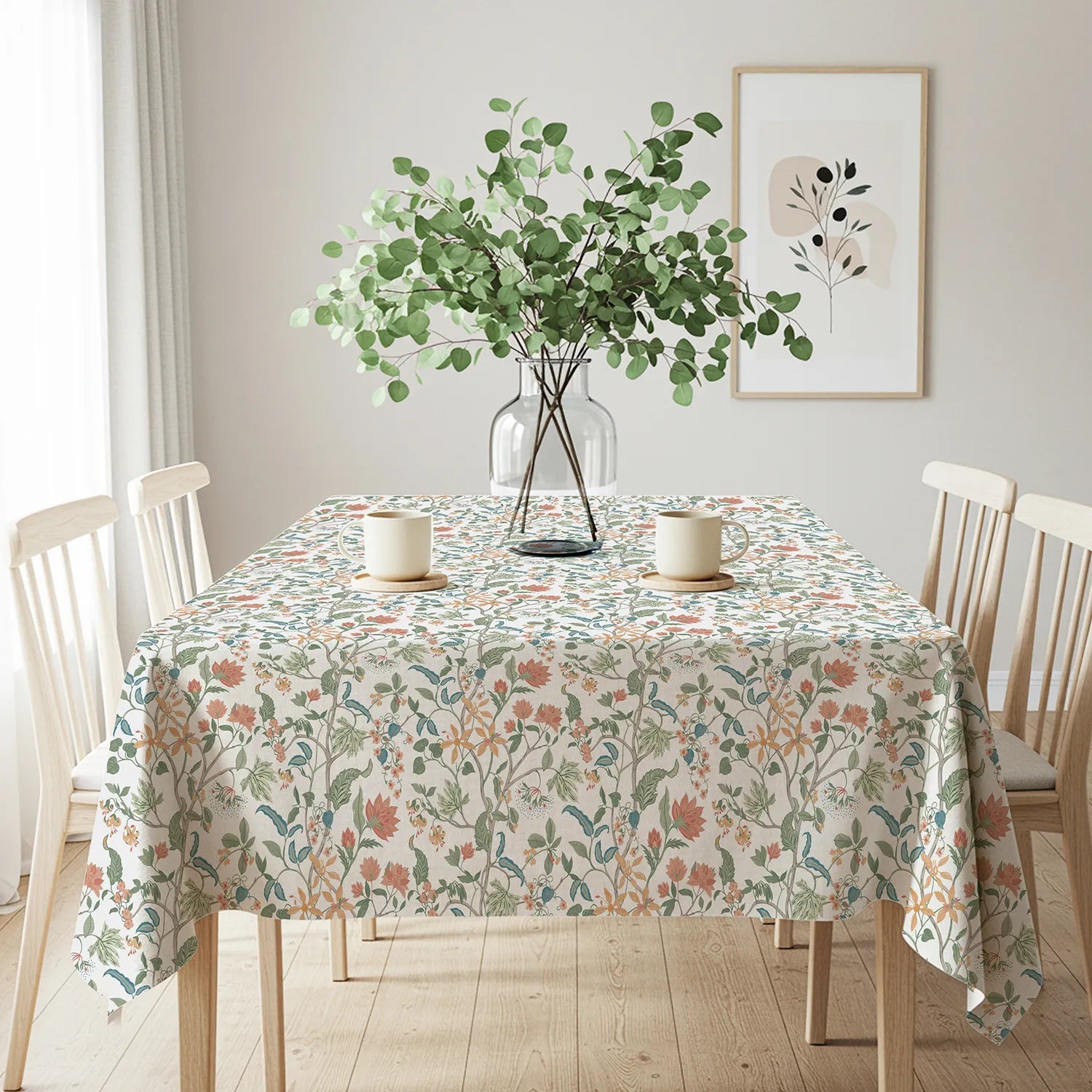 100% Printed Cotton Dining Table Cover for 4 & 6 Seater - Noor