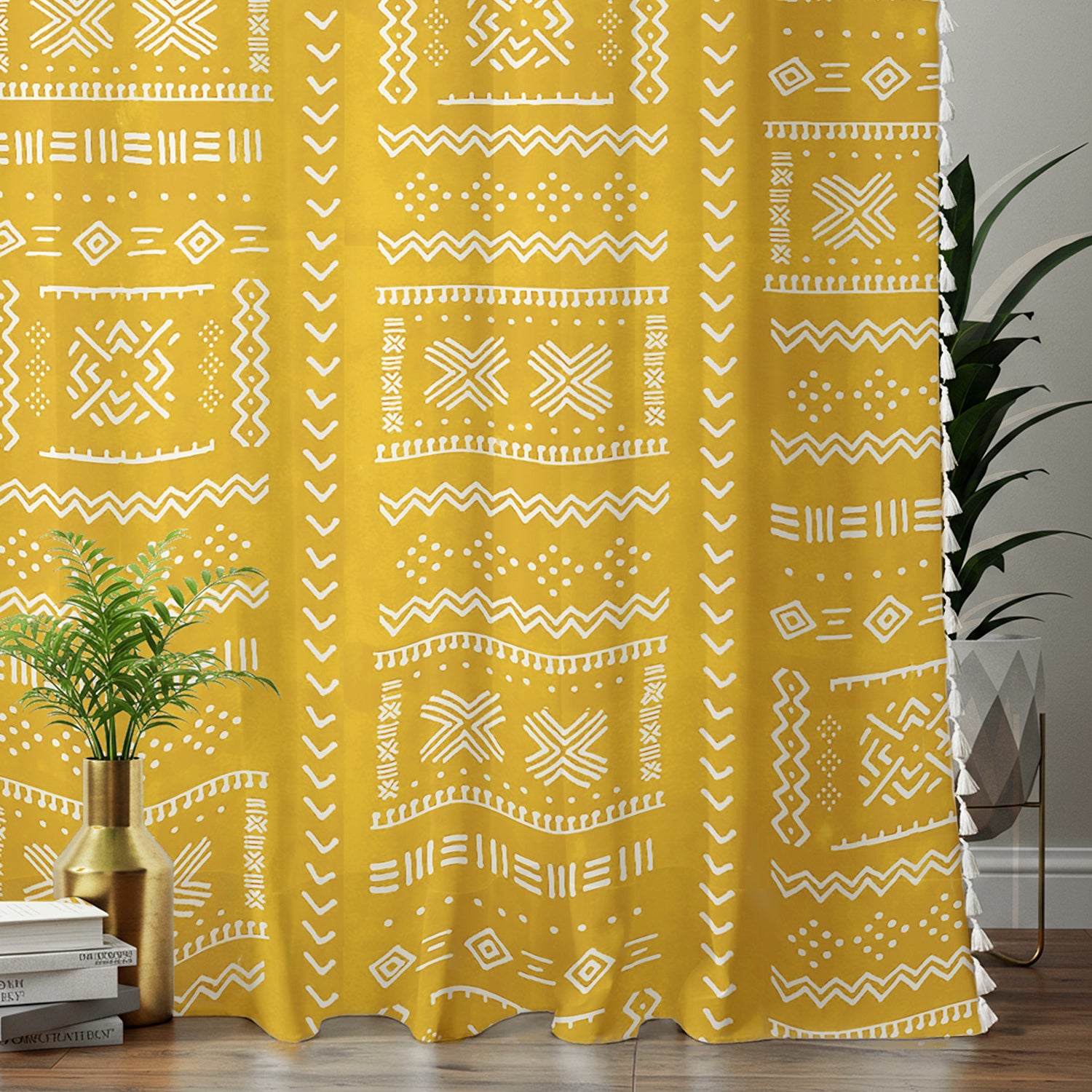 Premium 100% Cotton Curtain for Window & Curtains for Door - Pack of 1 Curtain, Zahara Mustard Yellow