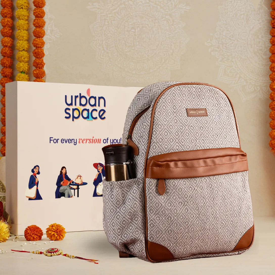 Sustainable Backpack for him and her in Gift Box, Grey Diamonds