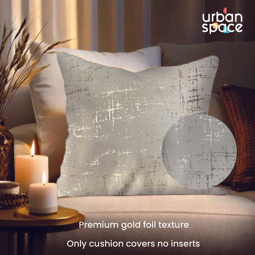Decorative Gold Foil Cushion Cover, for Sofa, Bedroom, Living Room - Set of 2 - Sparkle Beige