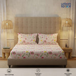 Serene 200 TC 100% Cotton Bedsheet with Pillow Covers - Meadows Rose Pink
