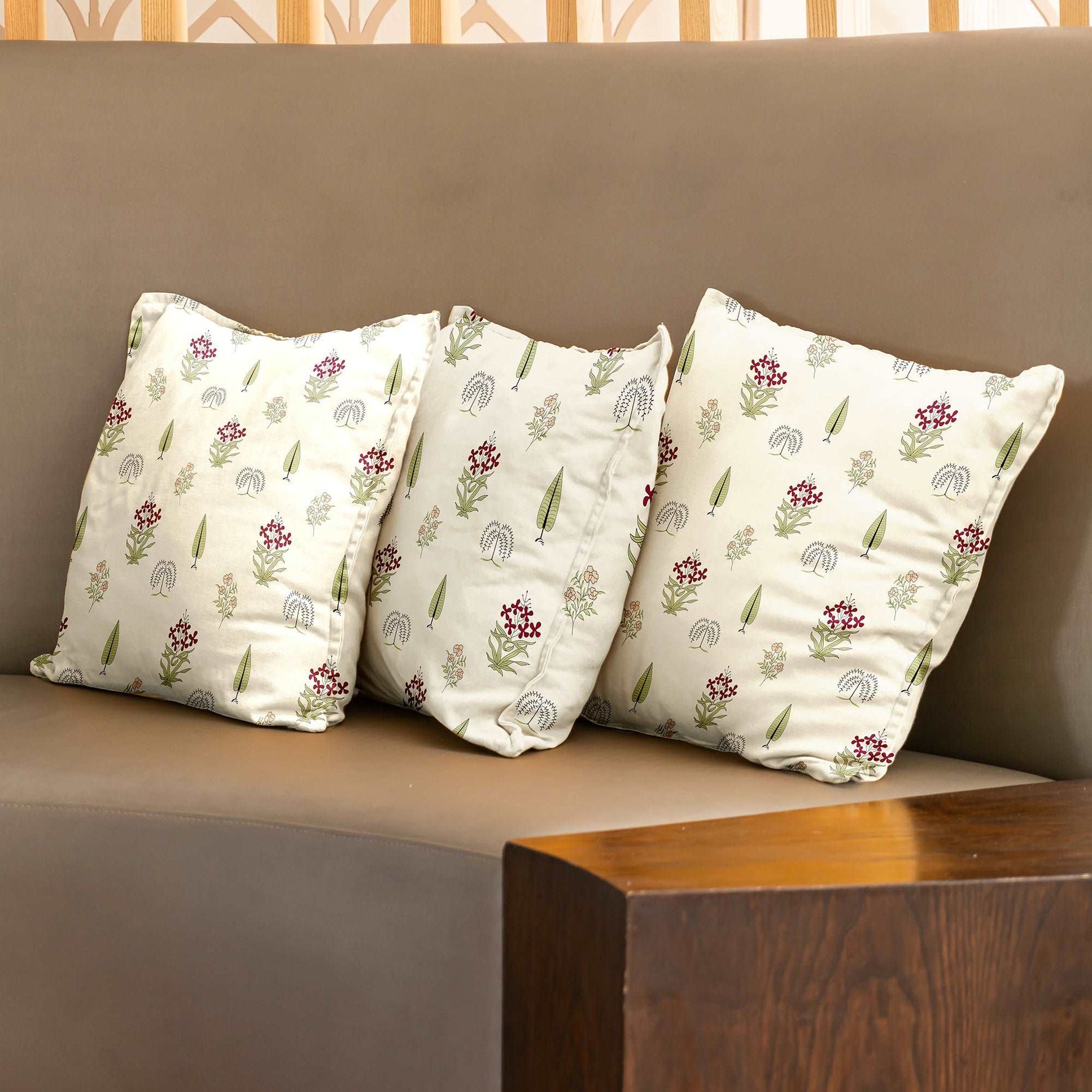 Cotton Cushion Covers, Throw pillow for couch - Calico Red