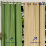 100% Cotton Waffle weave Curtains Combo, Set of 3 curtains, 60-65% Room Darkening Curtain - Sage Green & Beige