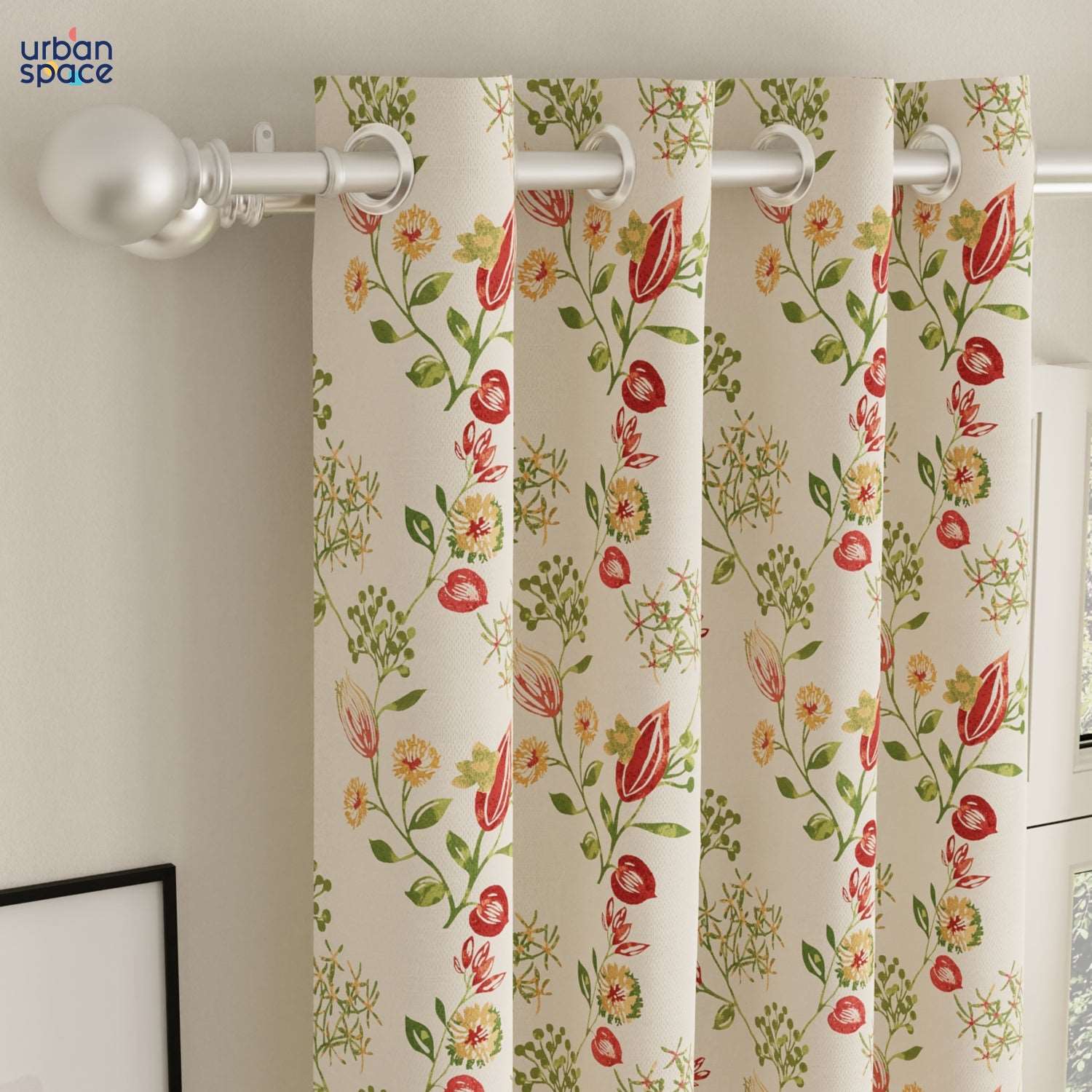 Blackout Curtains, Digital Printed Curtains, Pack of 2 Curtains - Gulmohar