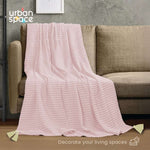 100% Cotton Waffle Throw Blanket, Soft Decorative Throw with Tassels - Blush Pink