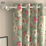 Blackout Curtains, Digital Printed Curtains, Pack of 2 Curtains - Flora Nova Sage
