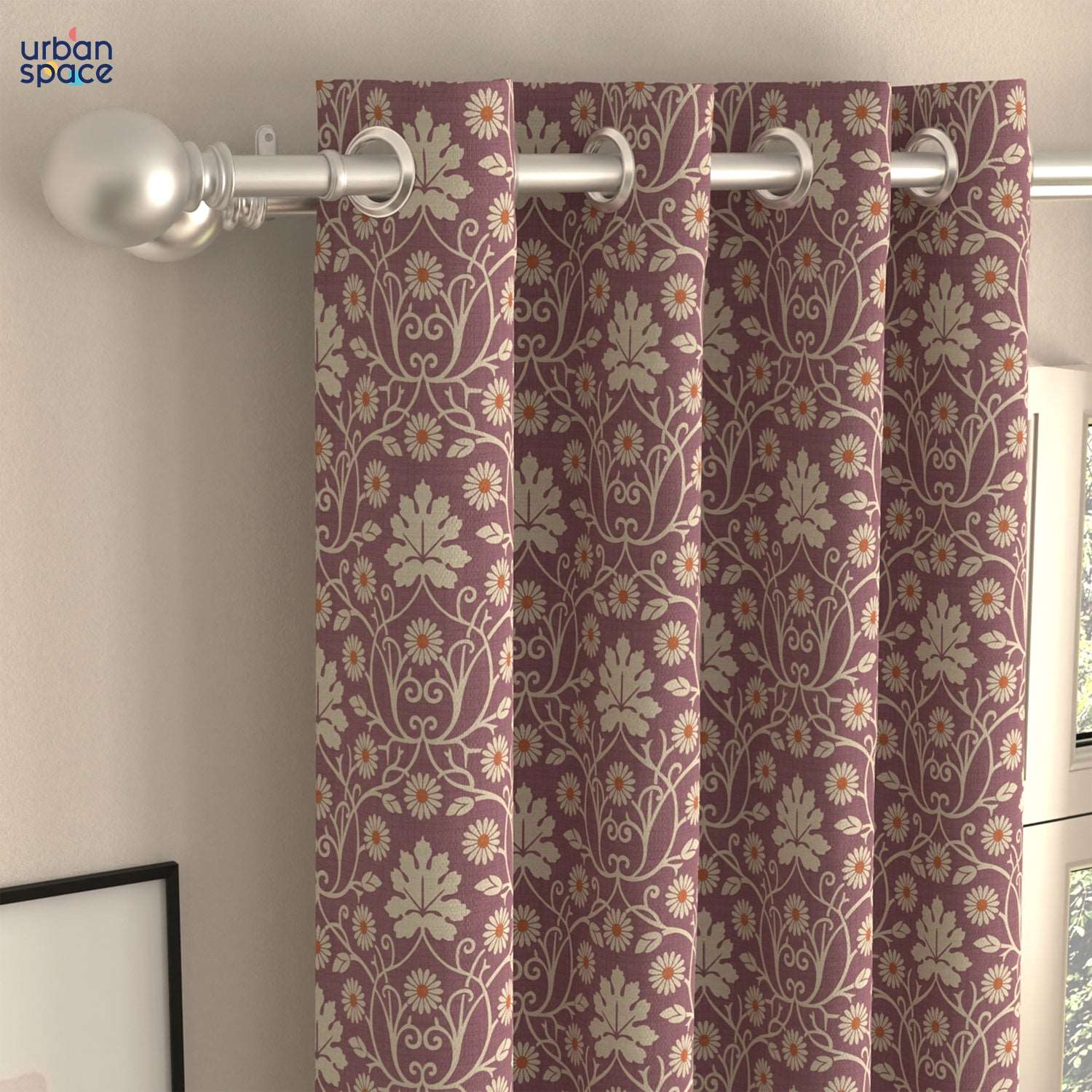 Blackout Curtains, Digital Printed Curtains, Pack of 2 Curtains - Mystic wine