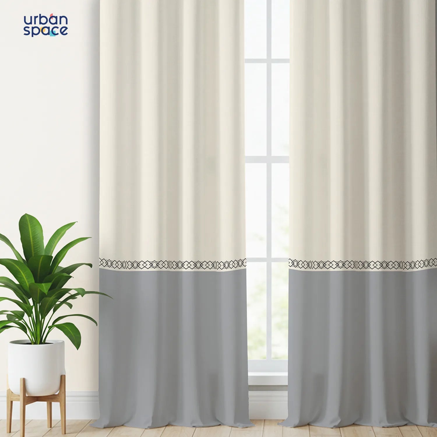 100% Cotton Panel Curtains for Living Room, Bedroom Curtains, Pack of 2 Curtains - Fence Grey