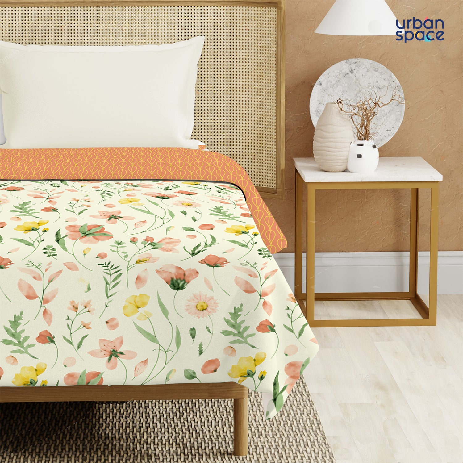 100% Malmal Cotton Blanket, Dohar, Quilt for AC and Light Winters - Meadows Buttercream