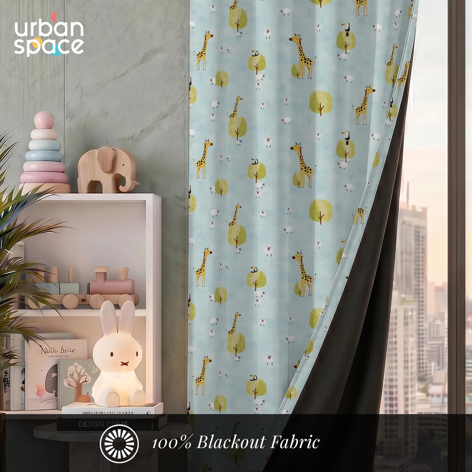 Digital Printed 100% Blackout Curtains, Pack of 1 Curtain - Forest Friends