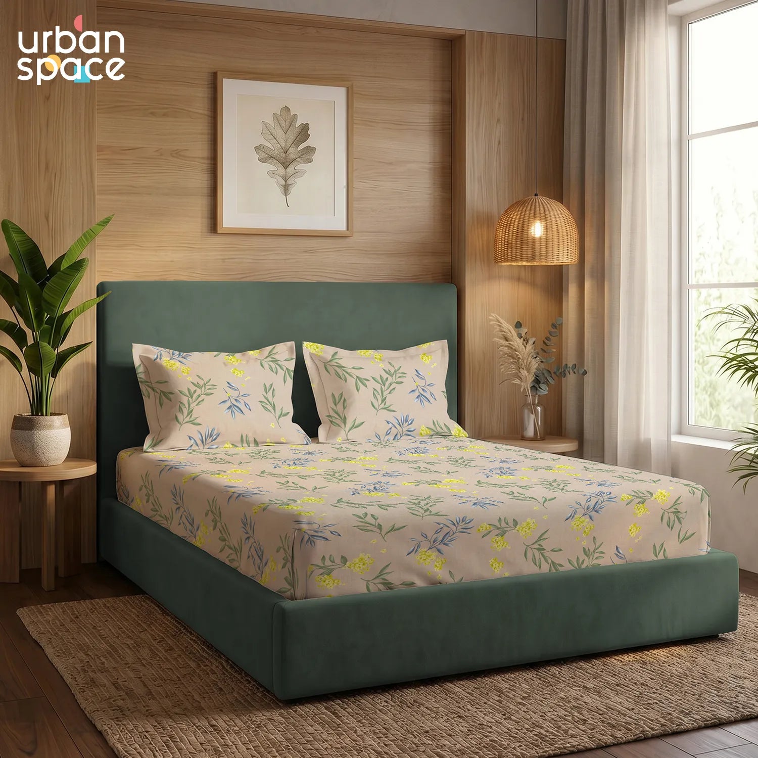 200 TC Glaced Cotton Microfiber Bedsheet with Pillow Covers - Camellia