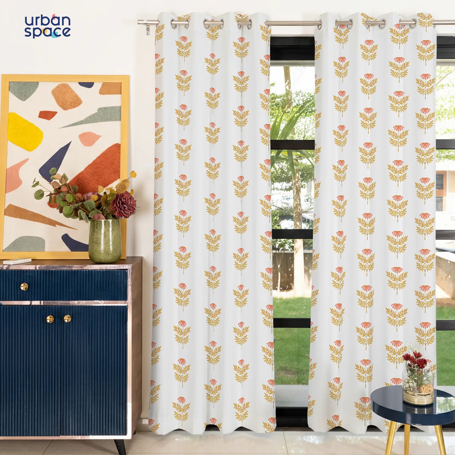 100% Cotton Curtains for Living Room, Bedroom curtains - Pack of 2 curtains, Amara Peach