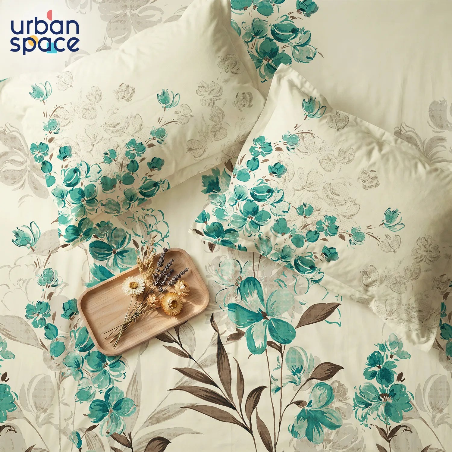 Serene 200 TC 100% Cotton Printed Bedsheet with Pillow Covers - Majestic Green