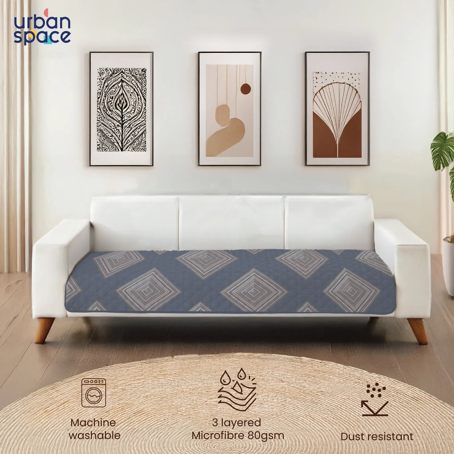 Anti Skid Quilted Sofa Mats, Midnight Mist