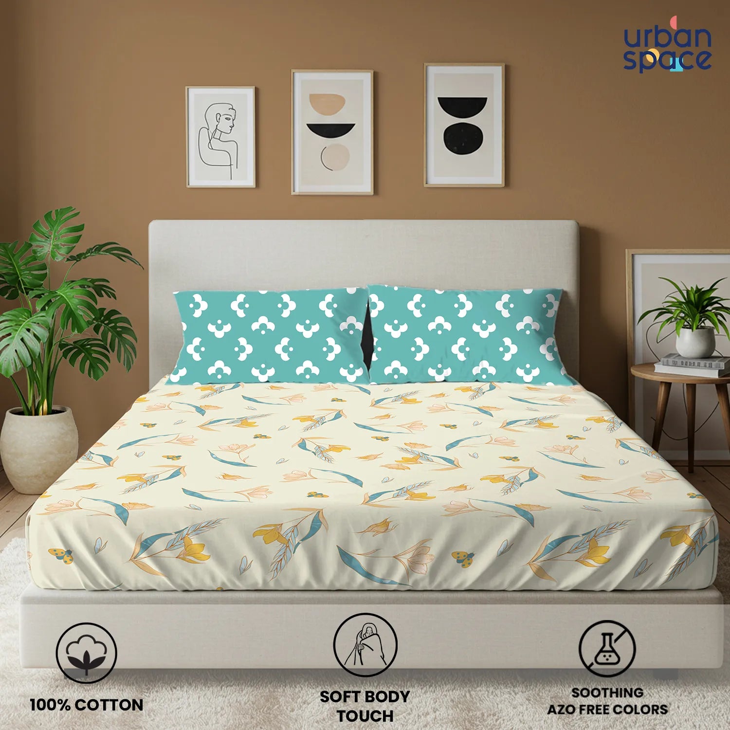 Divine Collection - Cotton Bedsheet With 2 Pillow Covers, Sprinkle Buttercream