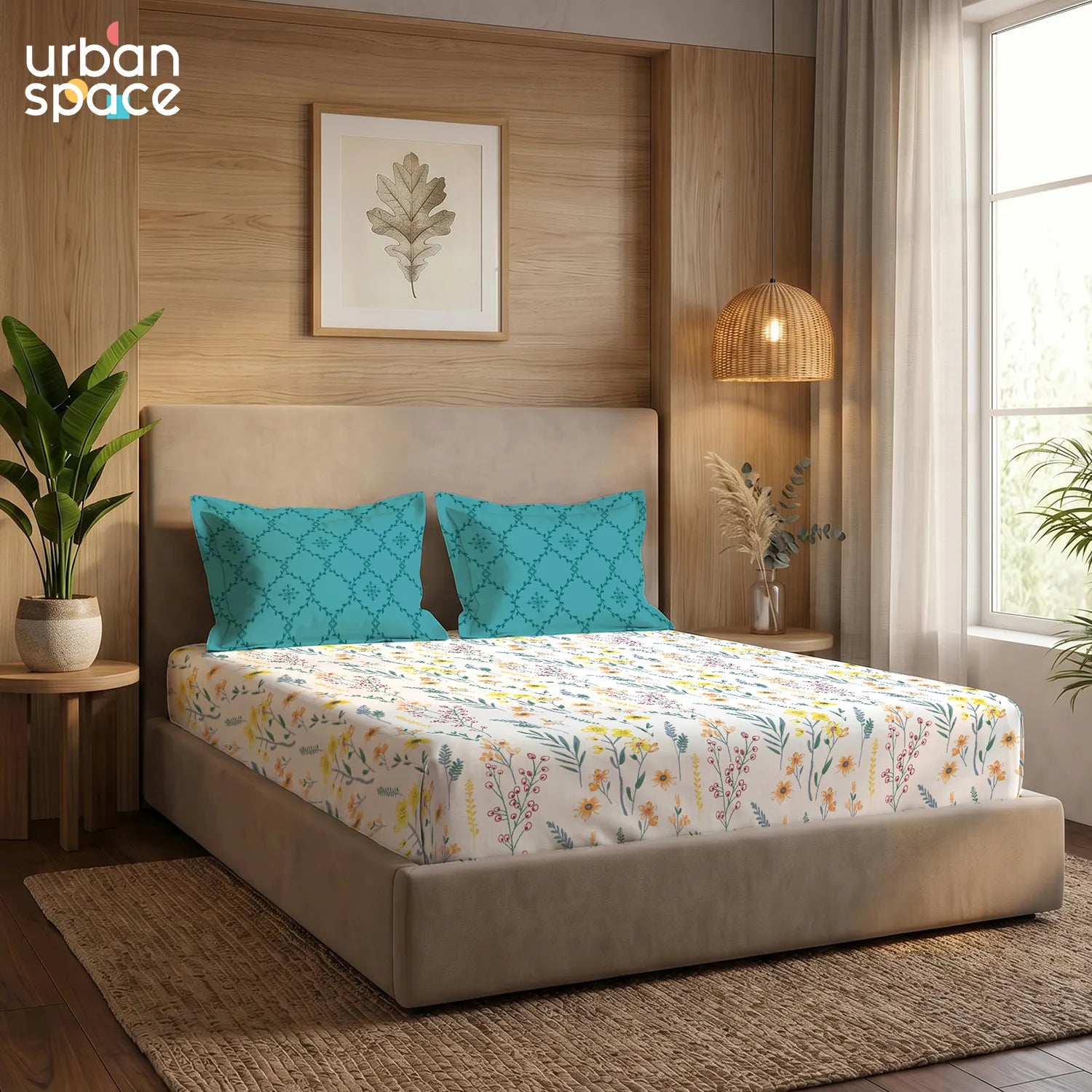 200 TC Glaced Cotton Microfiber Bedsheet with Pillow Covers - France