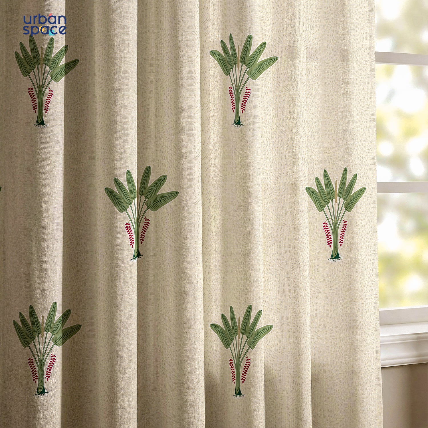 100% Cotton Curtains for Living Room with Rod Pocket, Bedroom curtains - Pack of 2 curtains, Palm Lagoon Green