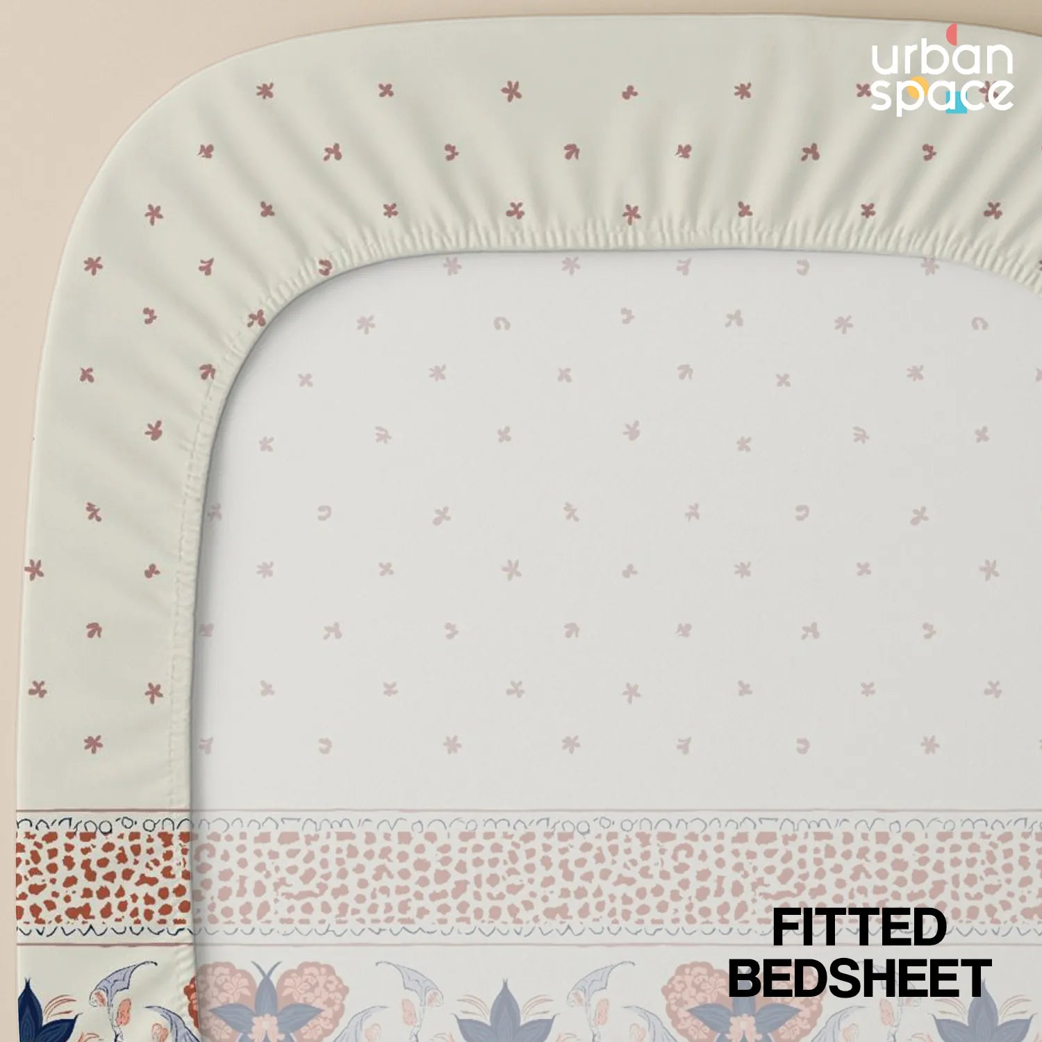 Fitted King Size Cotton Bedsheet - Ivy Bloom Terra