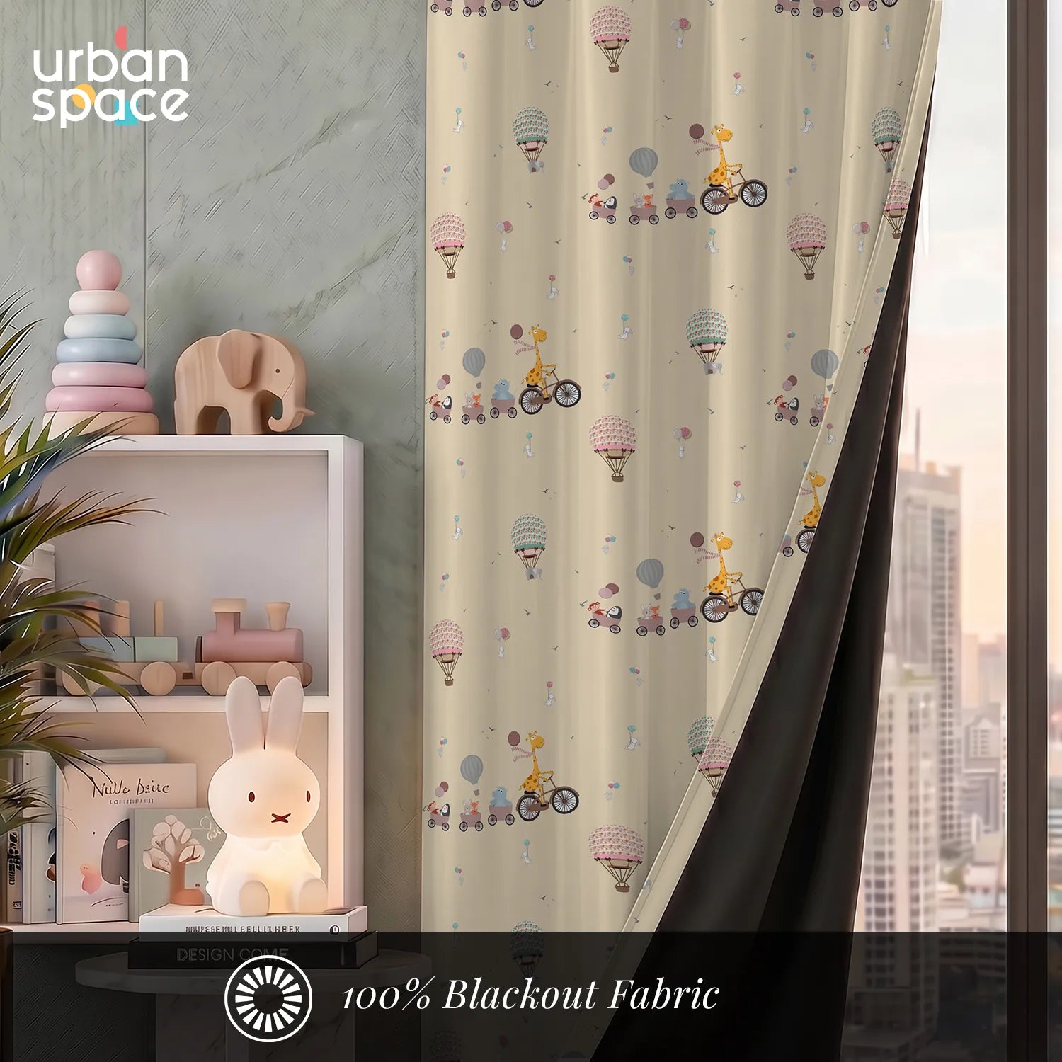 Digital Printed 100% Blackout Curtains, Pack of 1 Curtain - Cub Caravan