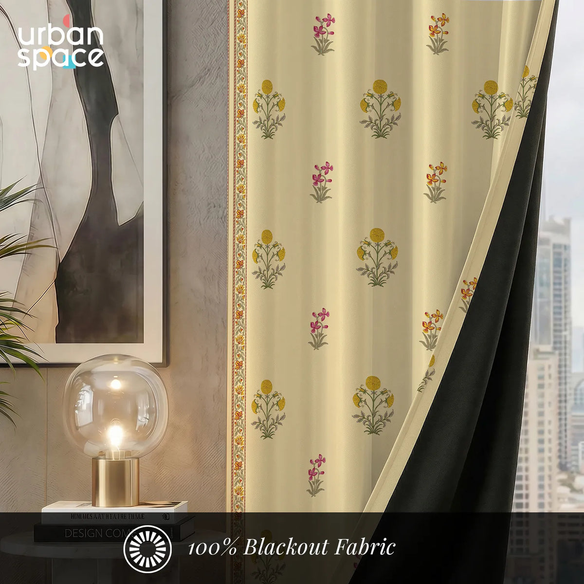 Digital Printed 100% Blackout Curtains, Pack of 2 Curtains - Ira