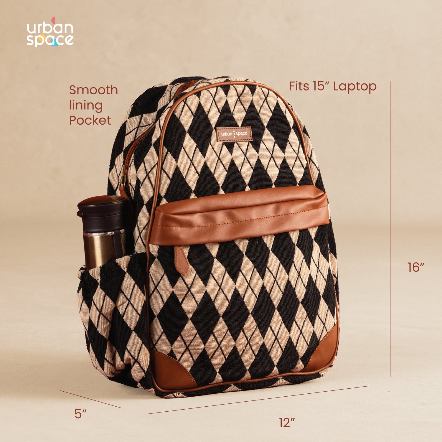 The GoNomad - Canvas Daily Commute Backpack, Black Diamonds