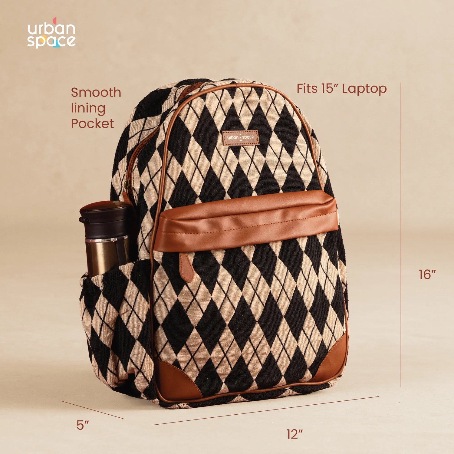 Sustainable Backpack for him and her in Gift Box, Black Diamonds