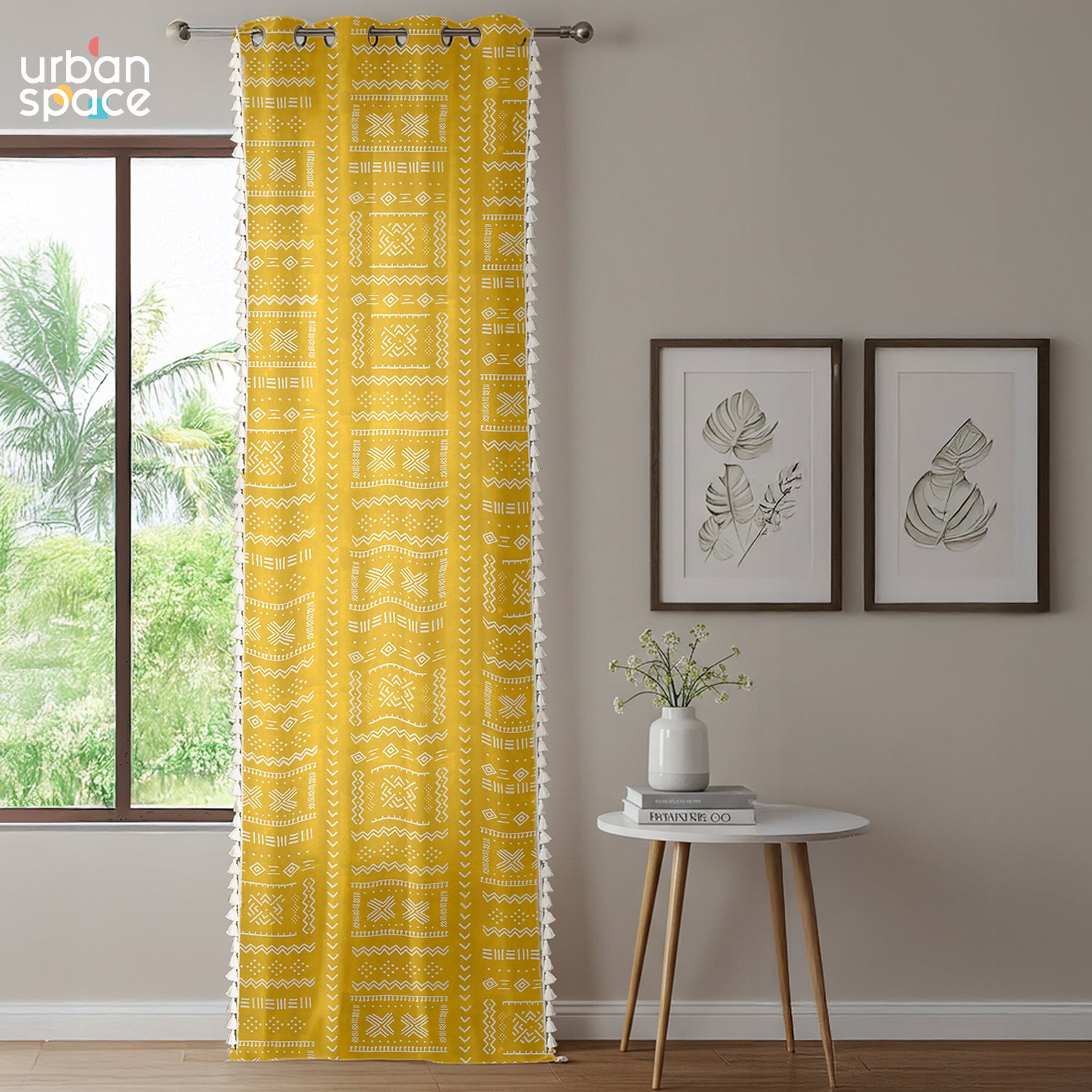 Premium 100% Cotton Curtain for Window & Curtains for Door - Pack of 1 Curtain, Zahara Mustard Yellow