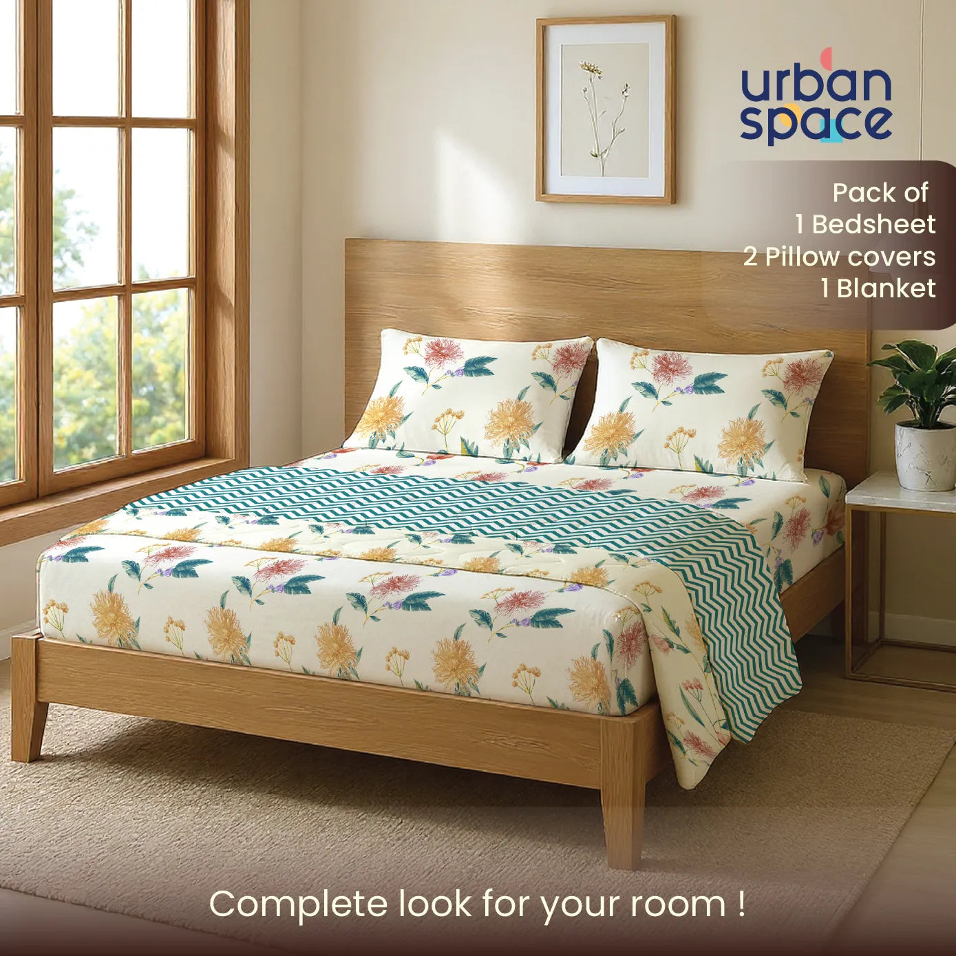 Microfiber Bedsheet + AC Microfiber Dohar Combo Pack - Petal Pop