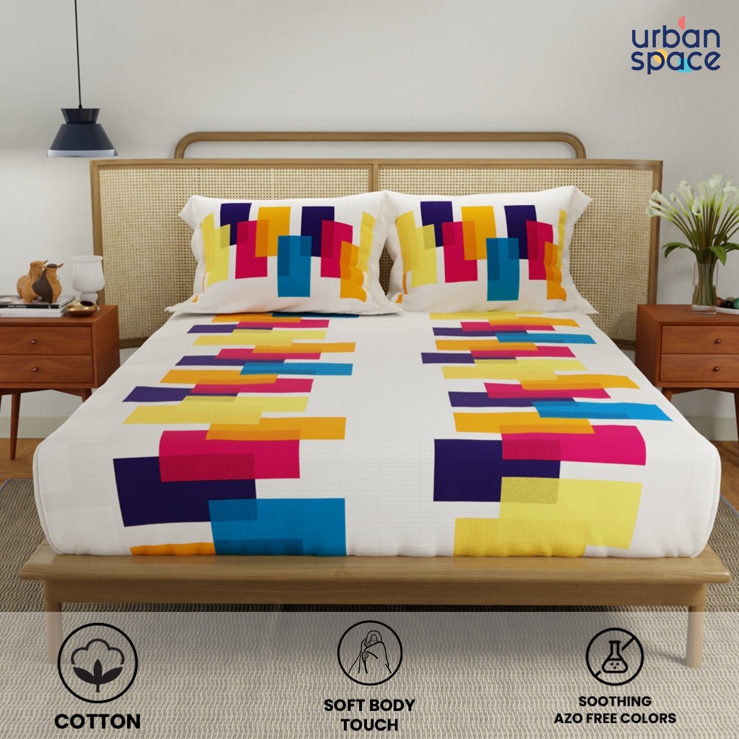 Divine Collection - 144 TC 100%  Cotton Double Bedsheet with 2 Pillow Covers, Venus Beige