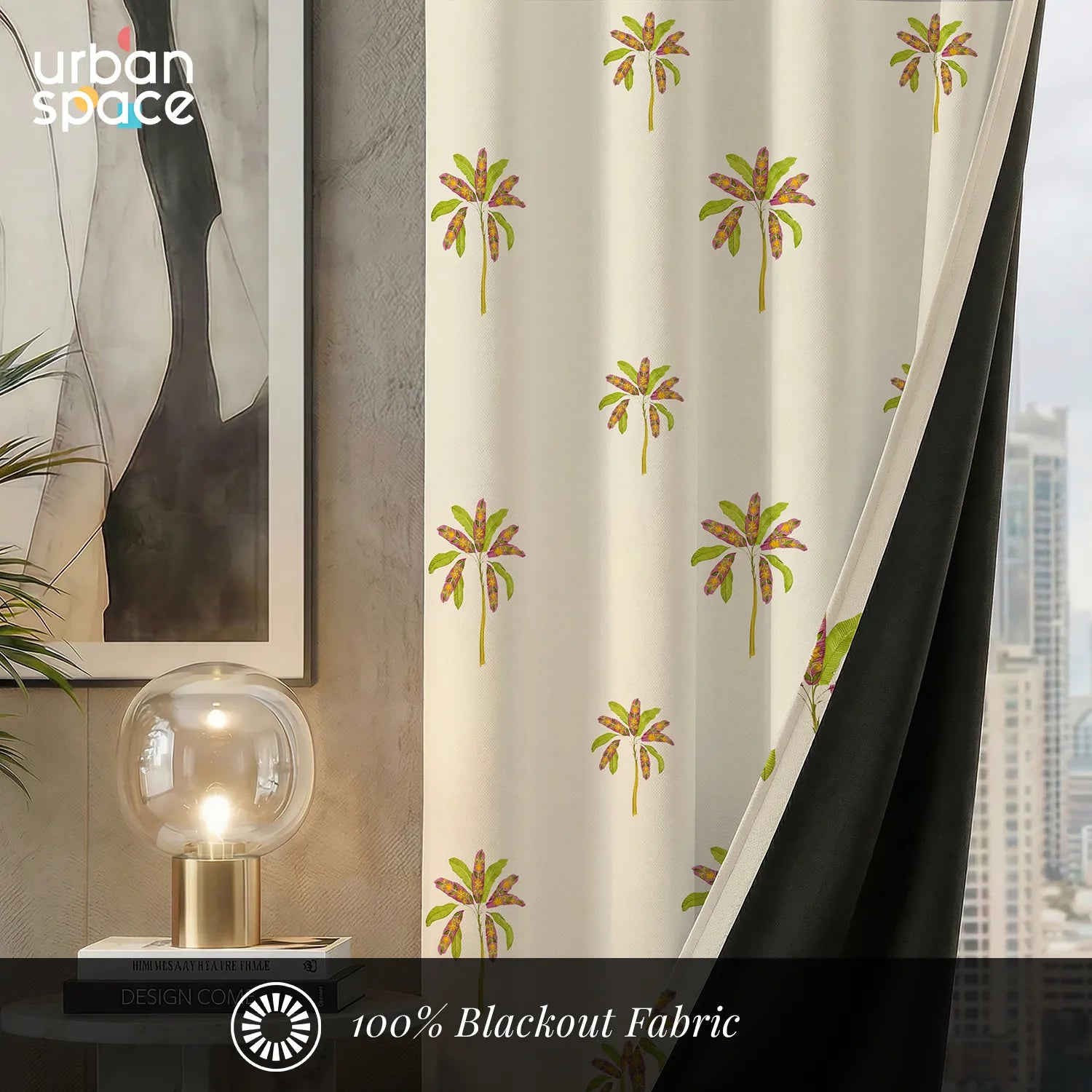 Digital Printed 100% Blackout Curtains, Pack of 2 Curtains -  Palm Coast