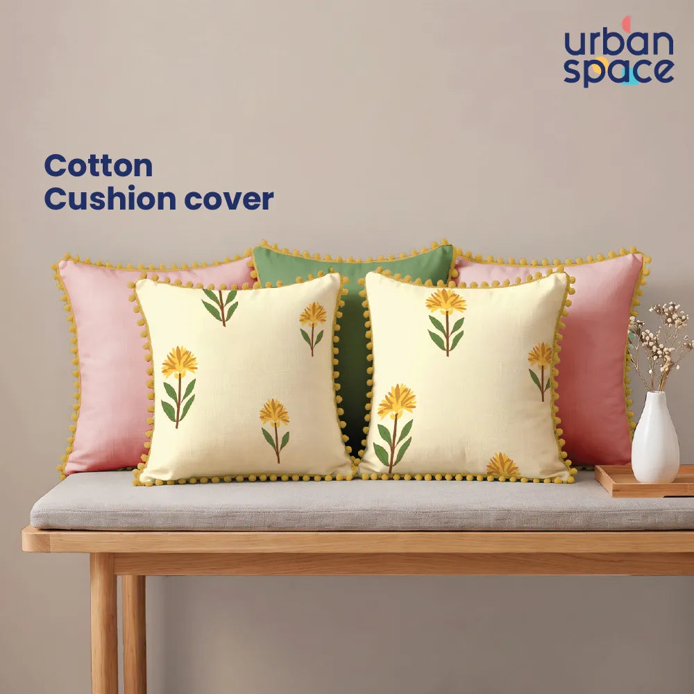 Foil Printed Cotton Cushion Covers, Throw Pillow for Couch - Aster & Aura