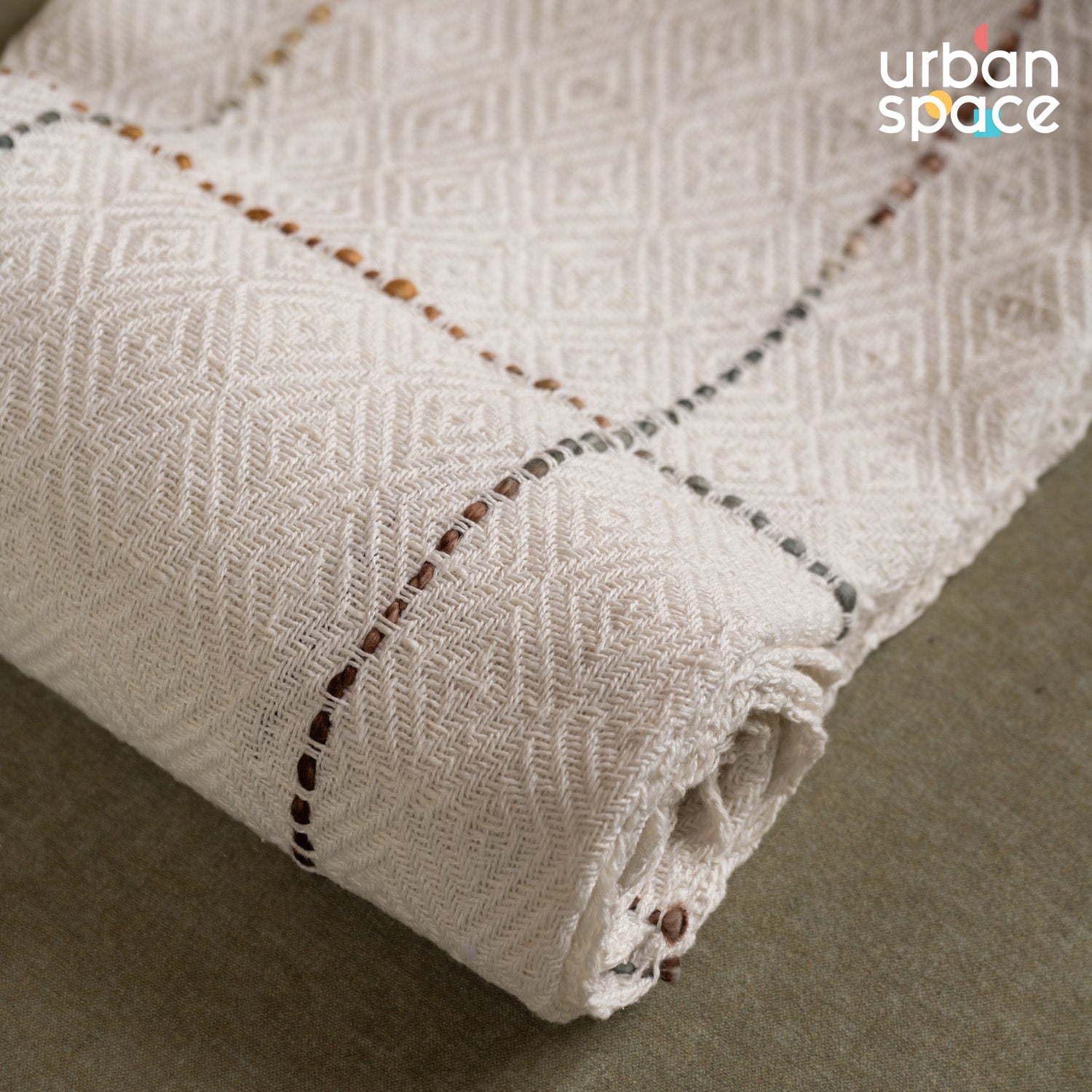 Cotton Handmade Throw Bedcover Super Soft & Breathable | Natural Throw Blanket | Use For Picnic & Gifting - White Checks