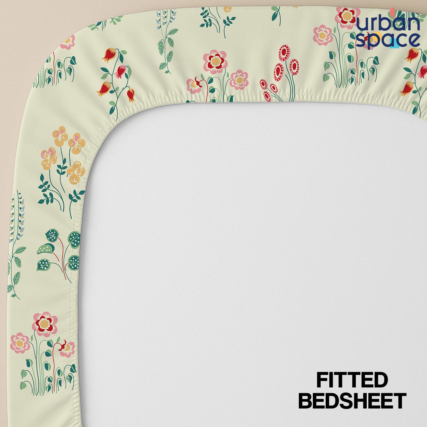 Fitted King Size Cotton Bedsheet - Eden Cream