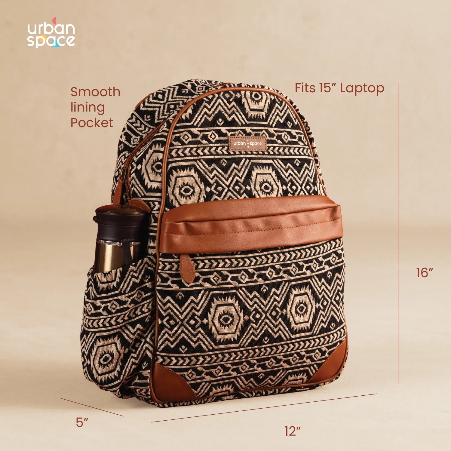 Sustainable Backpack for him and her in Gift Box, Aztec Black
